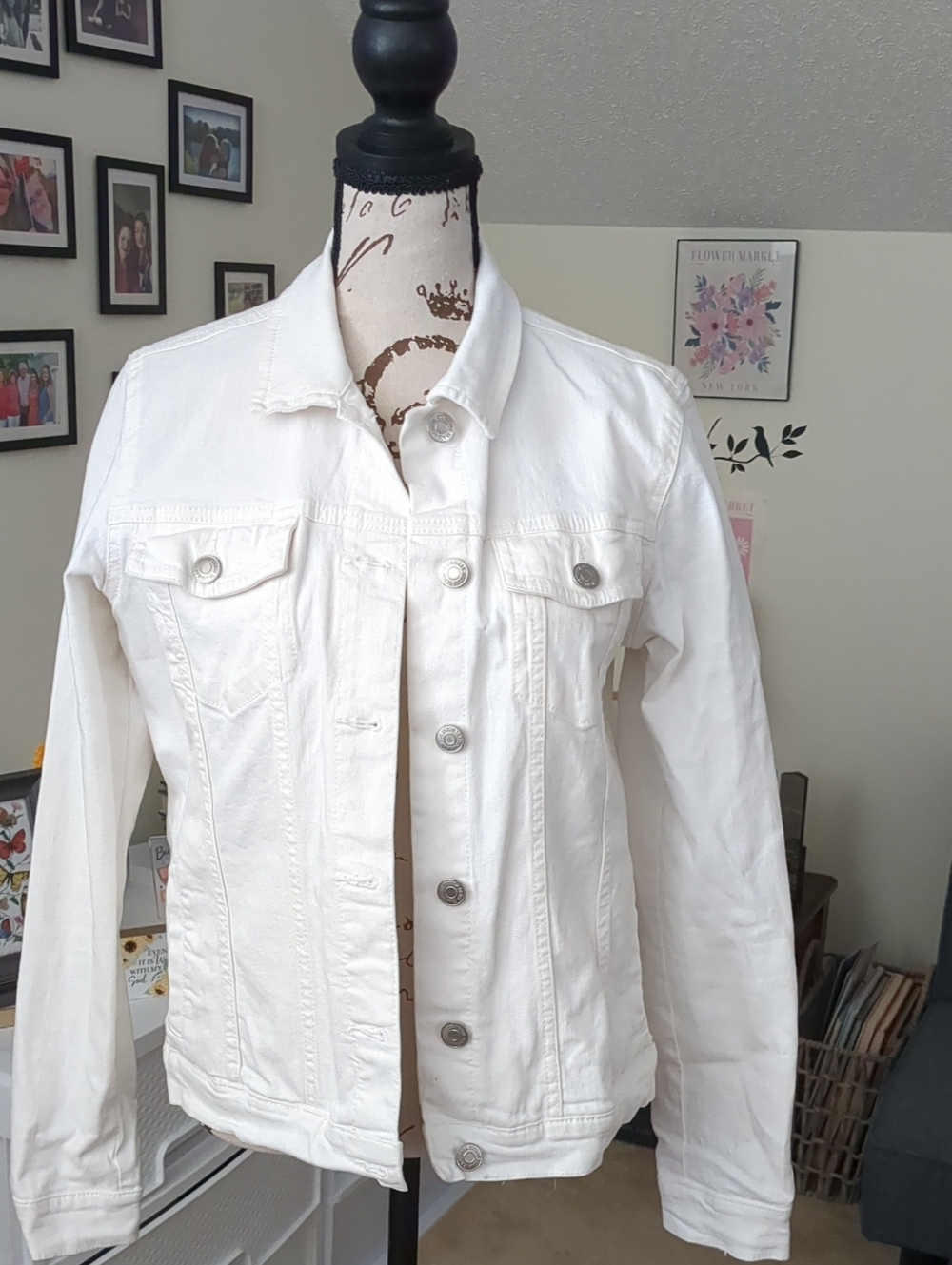 Women's White Denim Jacket - Classic Button-Front Jean Jacket